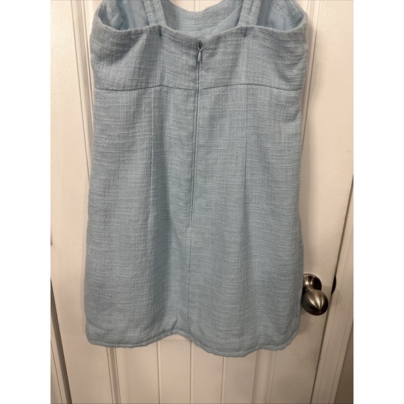 Abercrombie & Fitch Women's Light Blue Tweed Mini Dress Adjustable Straps Size S - Picture 7 of 8